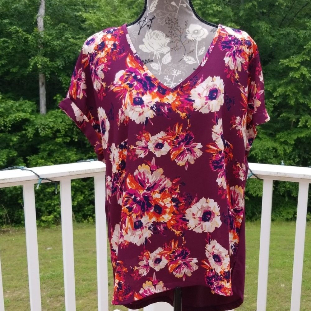Burgundy floral top